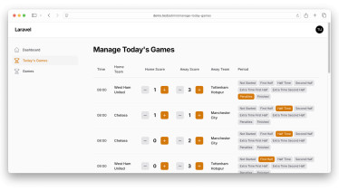 Football Live-Score Website with Laravel, Reverb and Filament