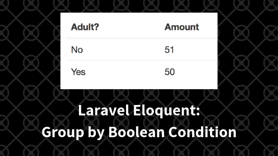 Eloquent Trick: Group By Raw with Boolean Condition