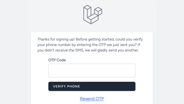 Laravel Auth with SMS OTP (no email)
