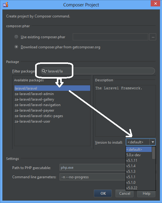 PhpStorm easily create new Laravel project