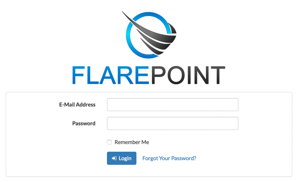 flarepoint crm login screen