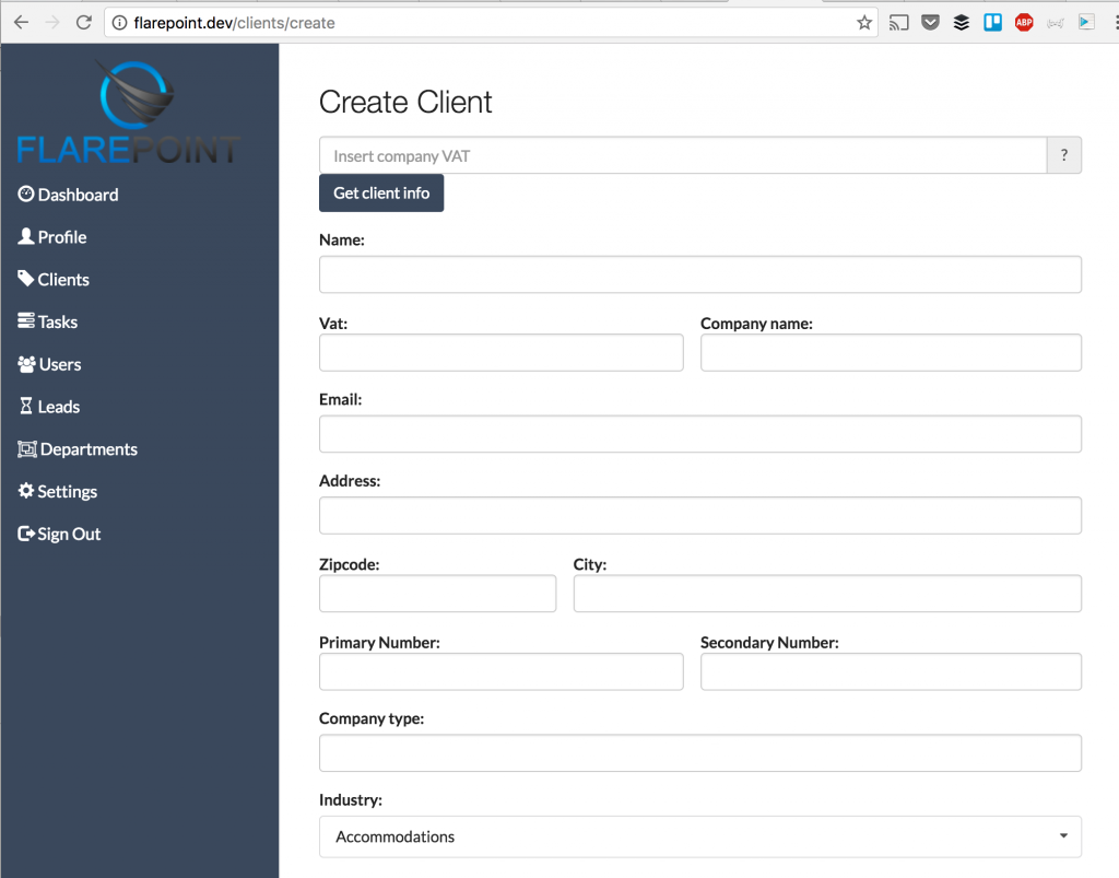 flarepoint crm create client
