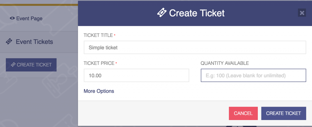 attendize create ticket