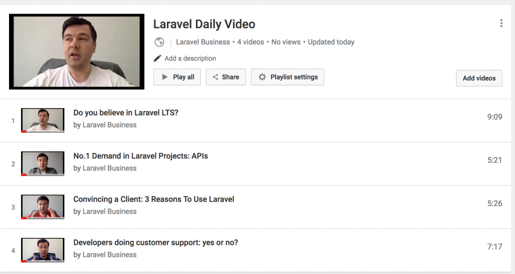 laravel daily video channel playlist