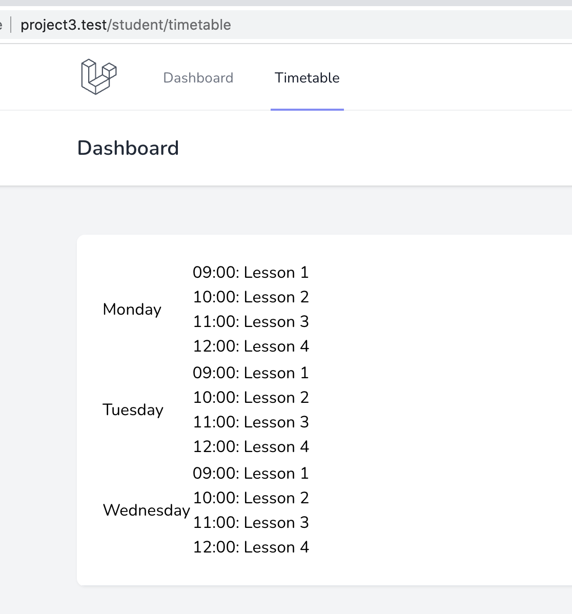 Laravel Breeze Timetable