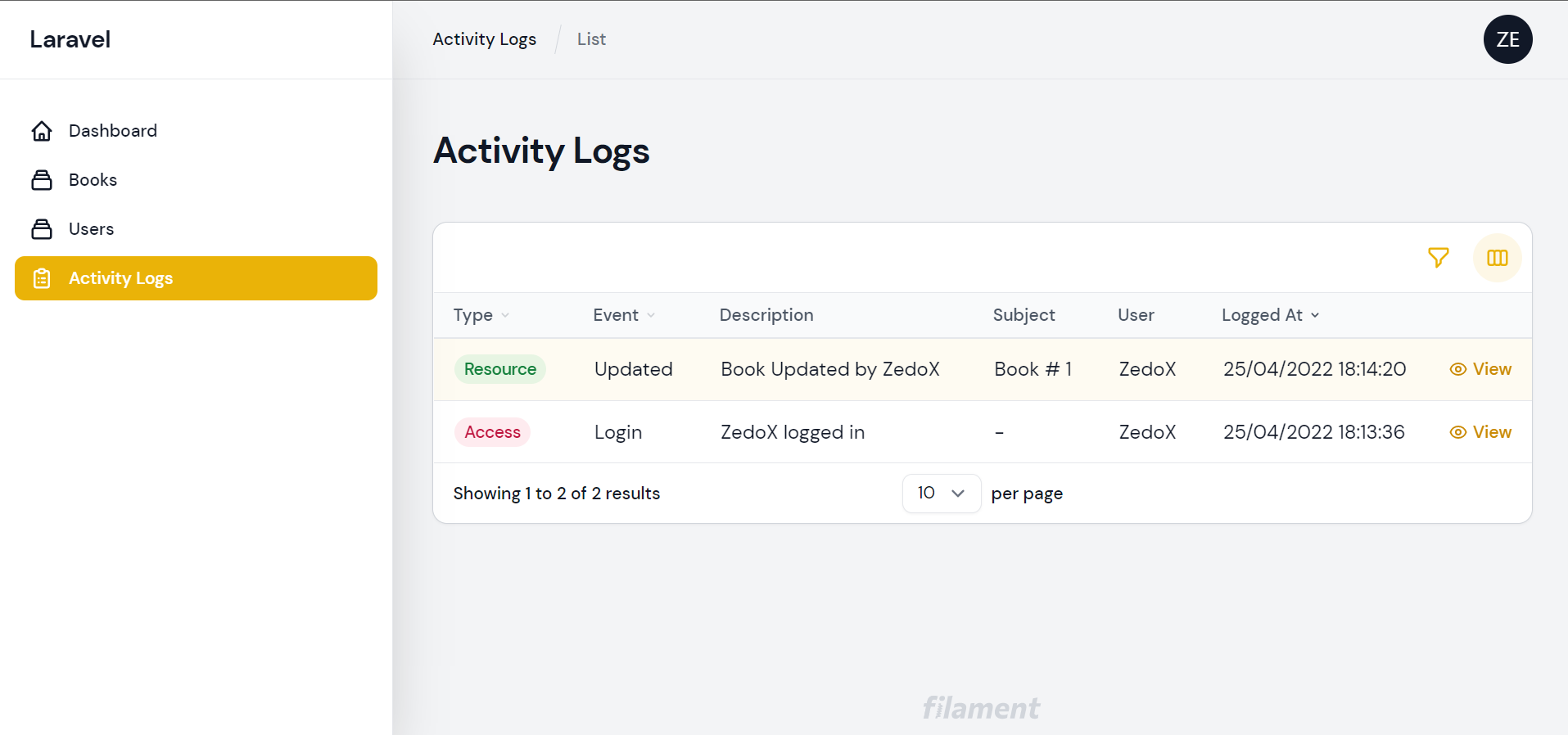 filament logger