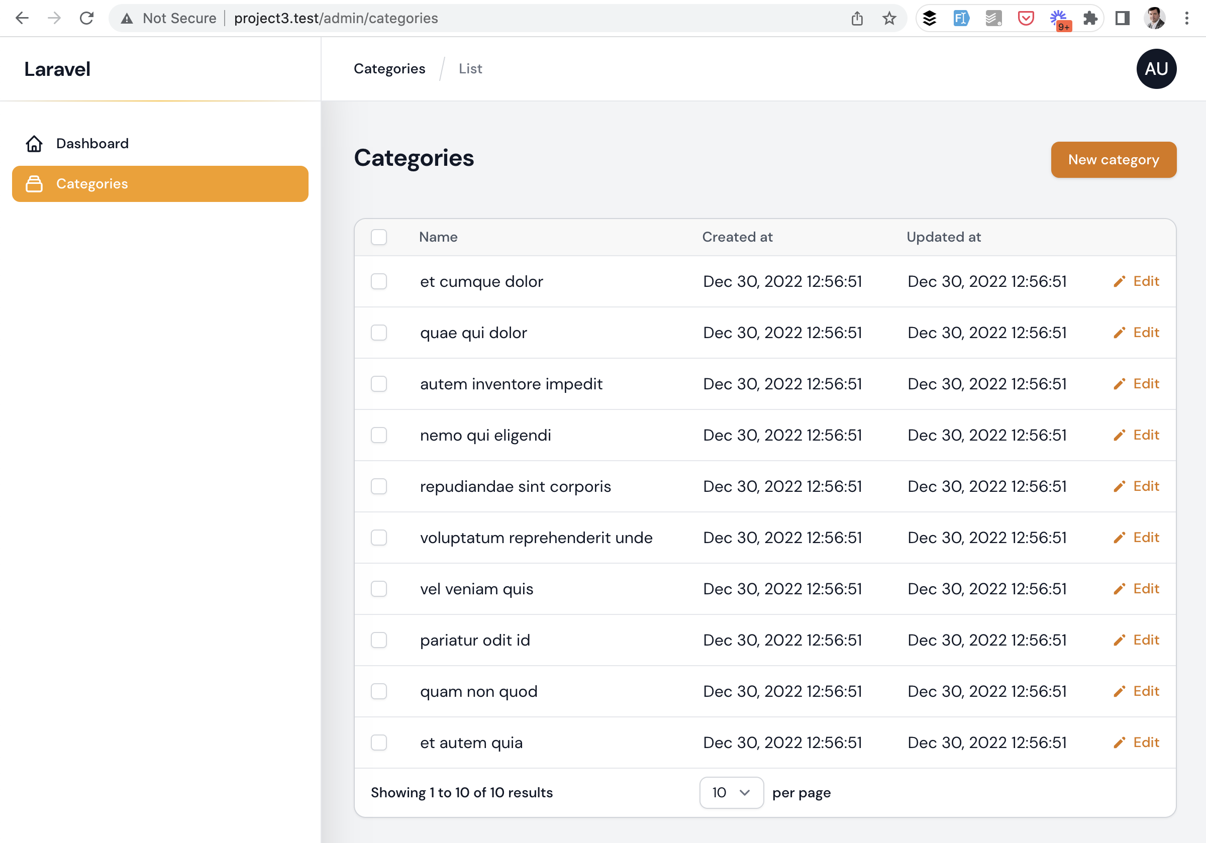 Laravel Filament table