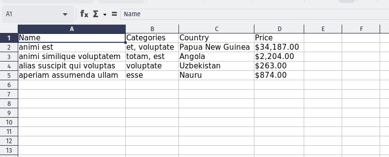 excel export