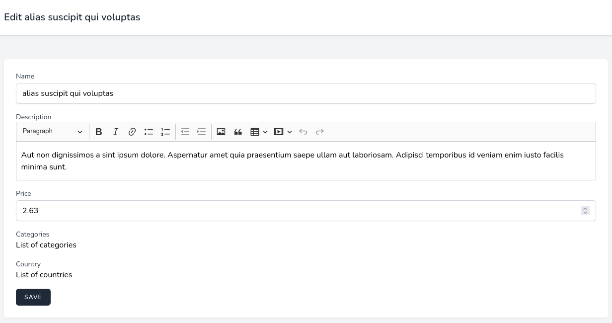 product form filled fields