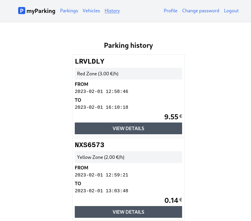 Parking history