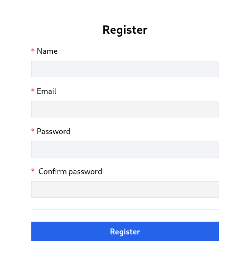 Register page