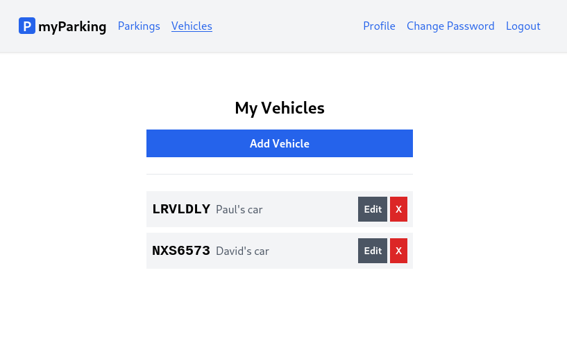 Vehicles list