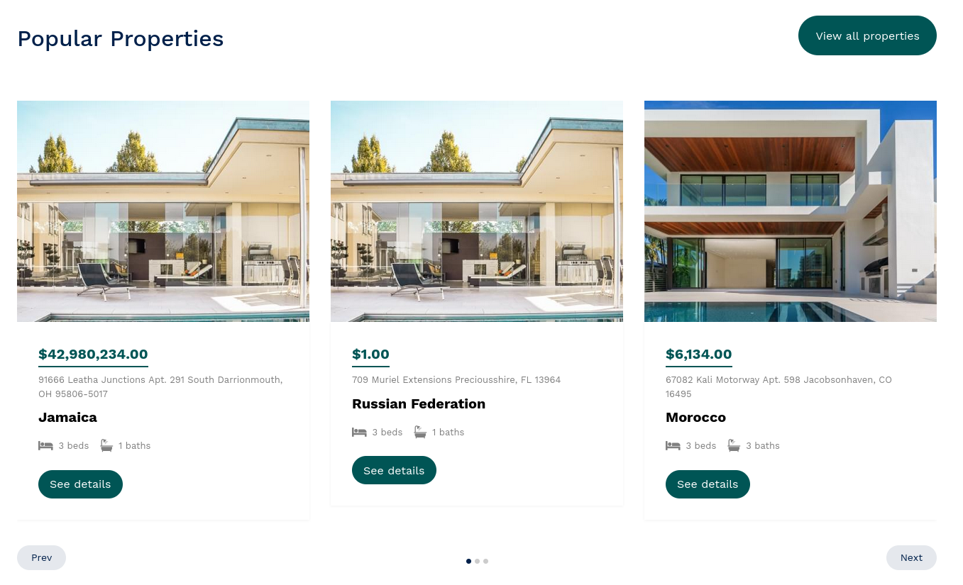 popular properties on the homepage