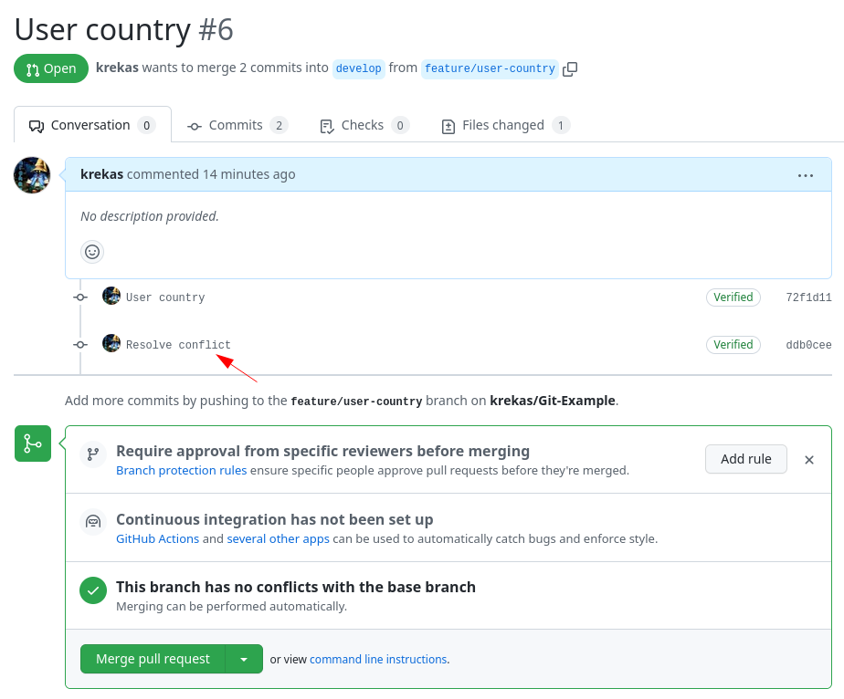 pr with resolved conflict
