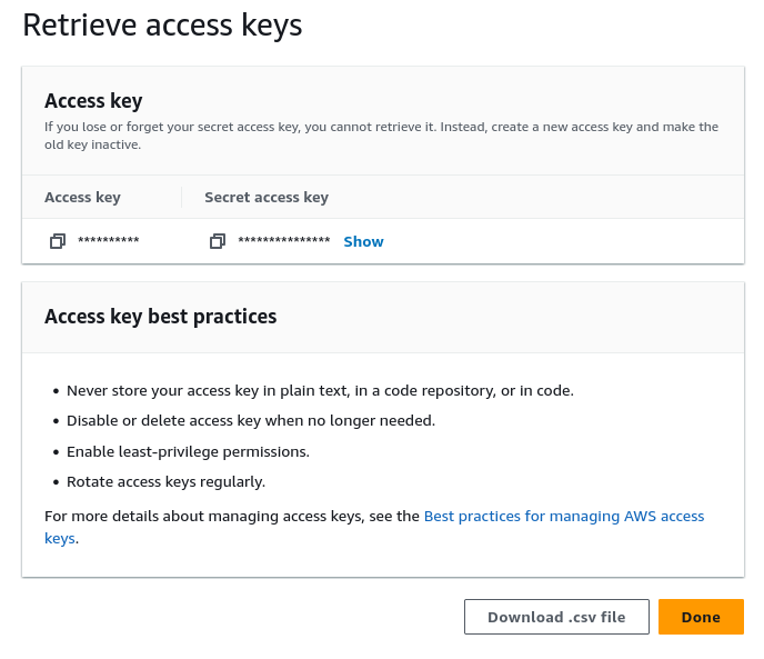 Retrieve Access Keys