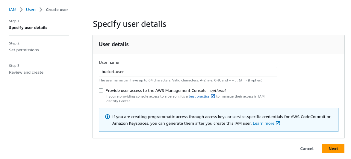 Specify User Details