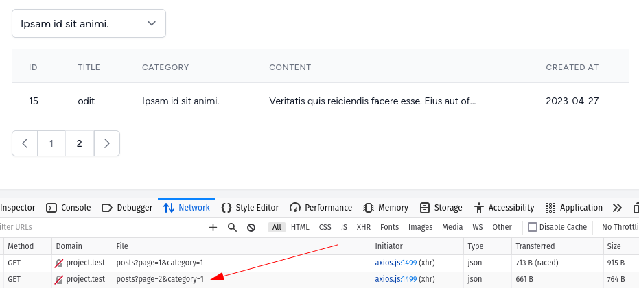 working pagination with filter