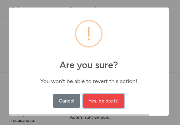 delete modal confirmation