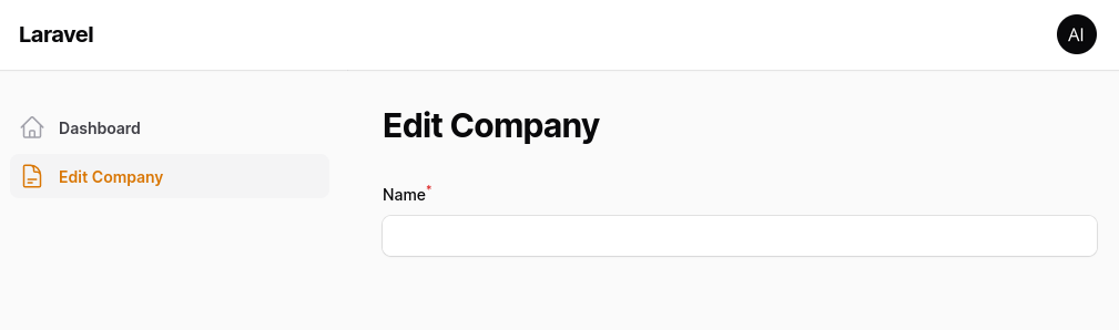 empty edit company form