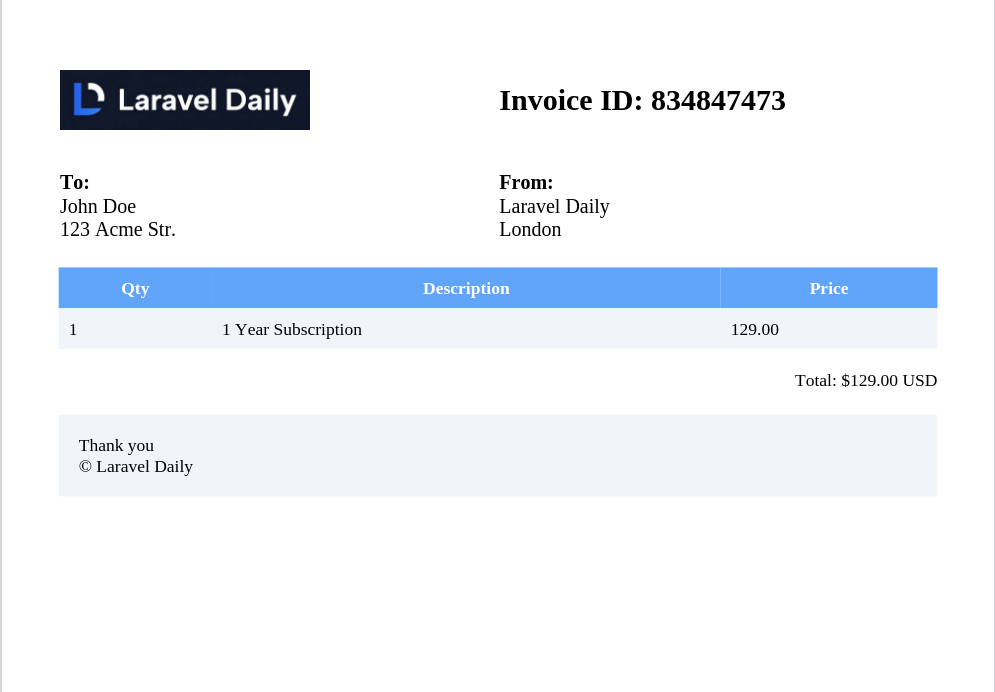 Laravel And DomPDF Generate Simple Invoice PDF With Images And CSS Laravel And DomPDF Generate Simple Invoice PDF With Images And CSS
