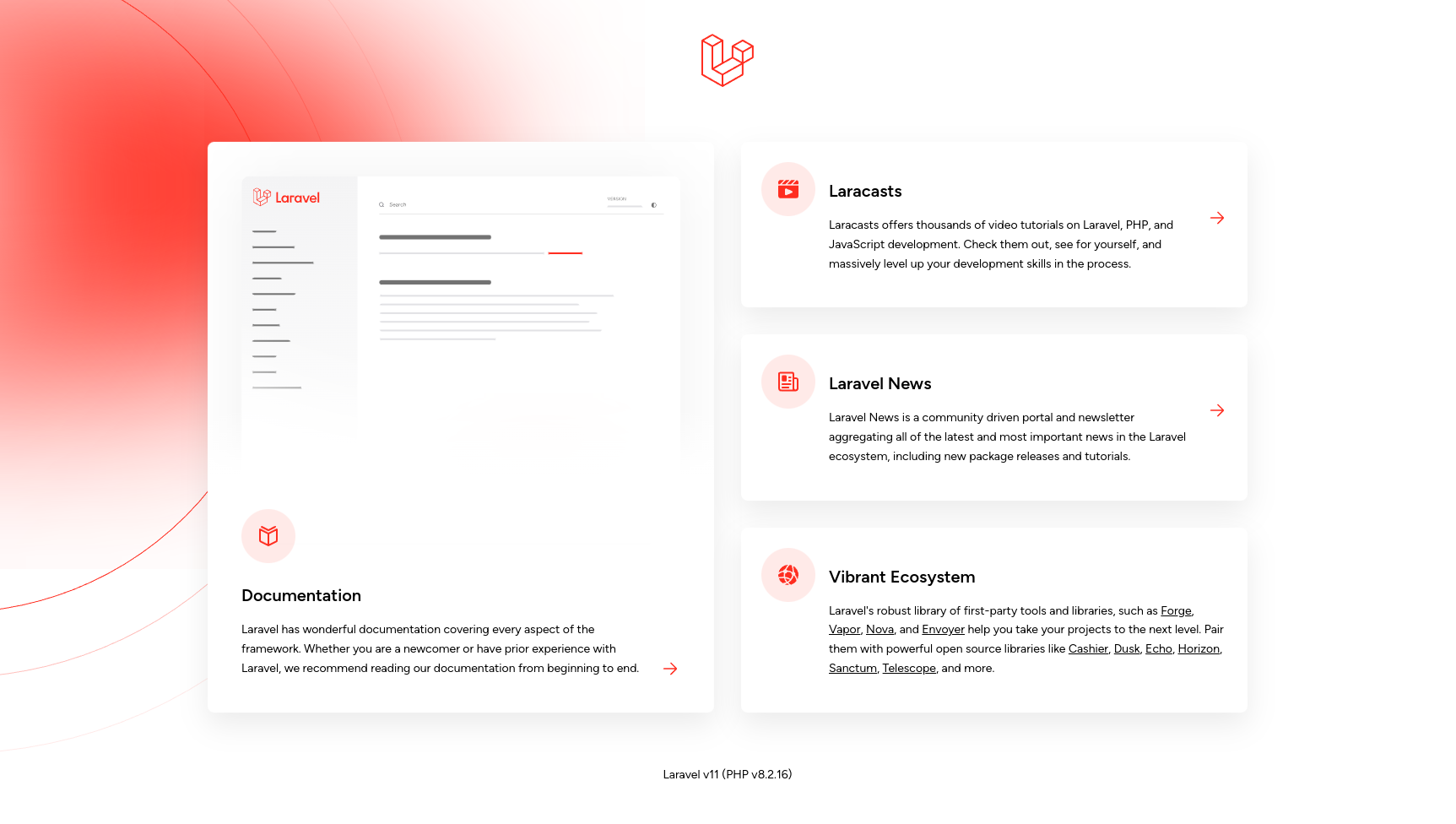 Laravel 11 welcome page light mode