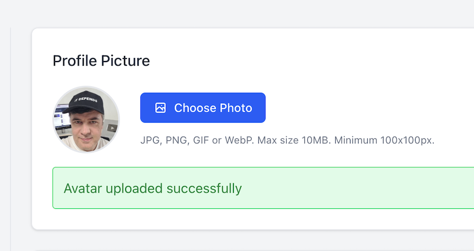 Profile Avatar Upload System