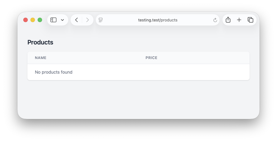 empty products table