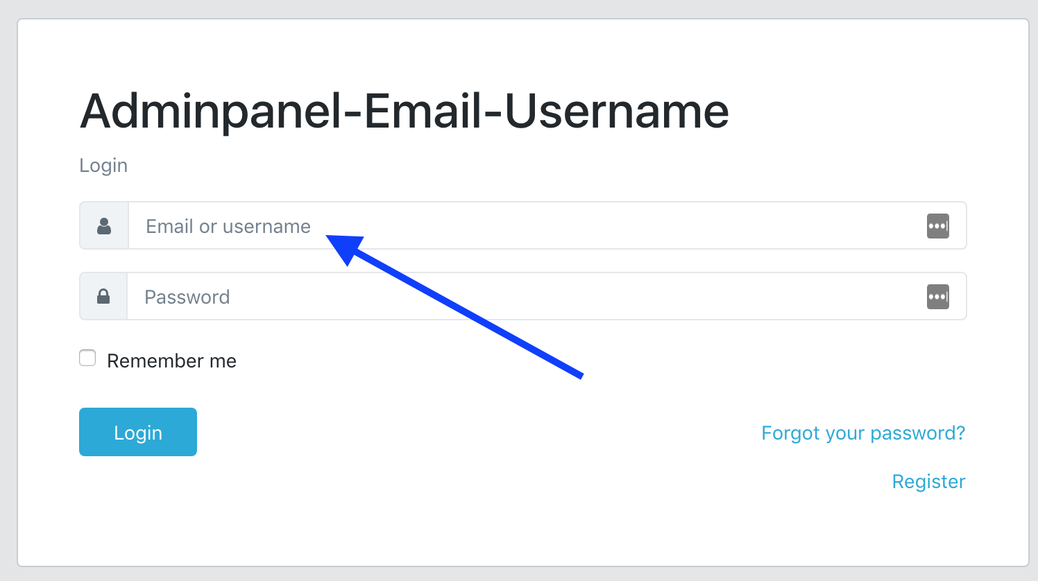 Laravel email/username login screenshot 01