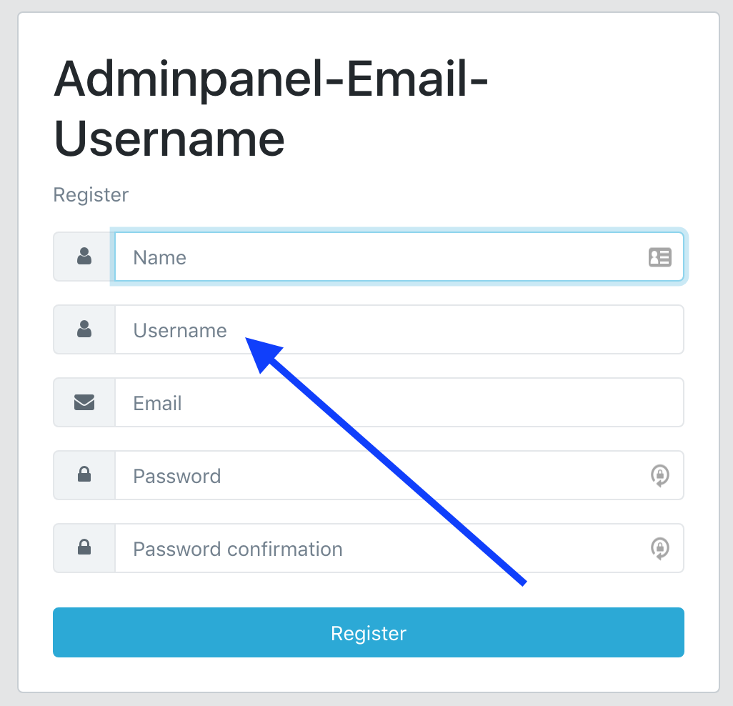 Laravel email/username login CoreUI screenshot 02