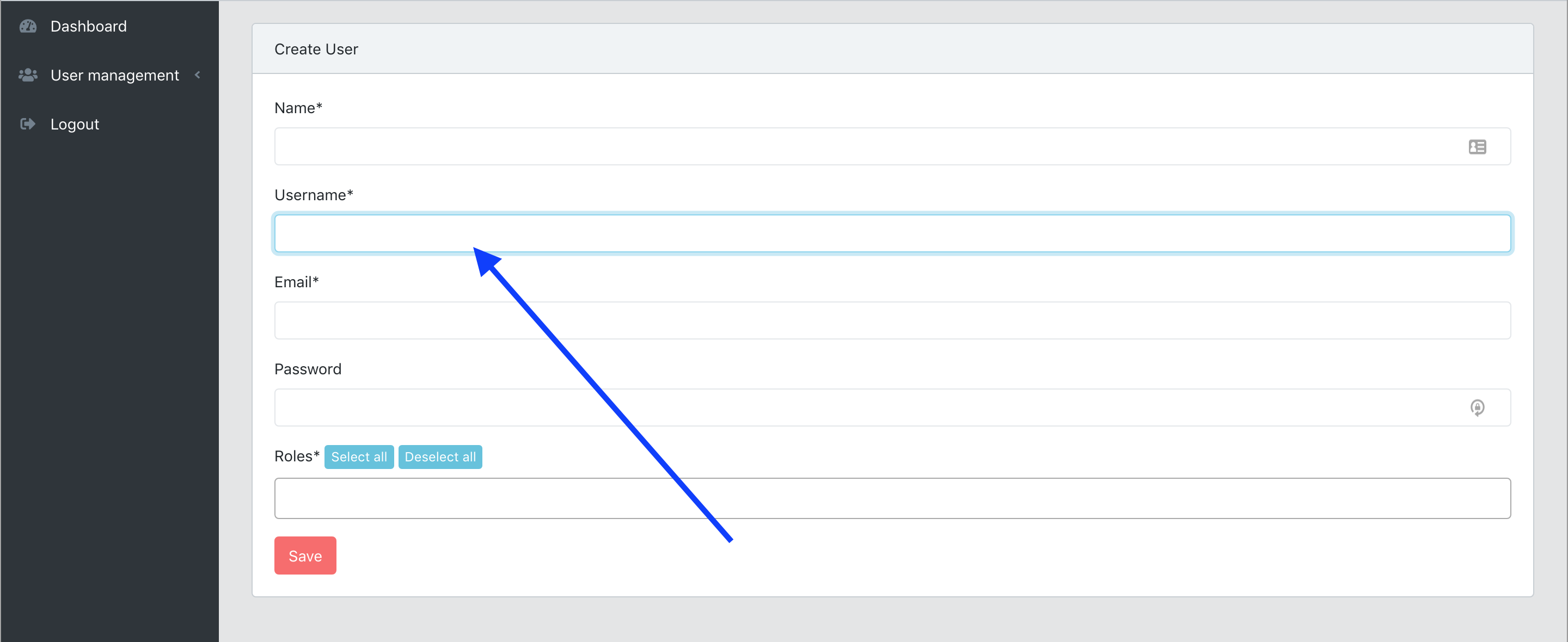 Laravel email/username login CoreUI screenshot 04