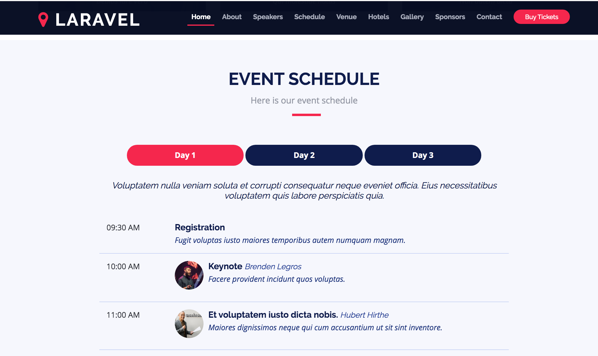 Laravel Conference event schedule
