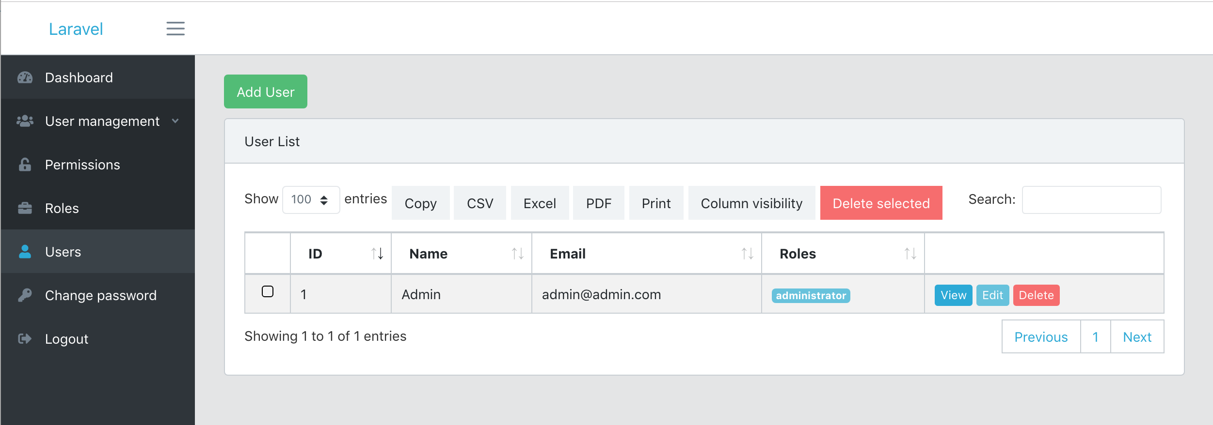 Laravel Roles Permissions Manager